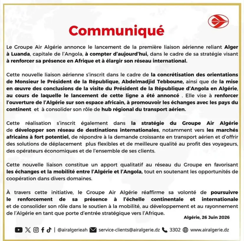 Air Algérie communiqué Algerie360