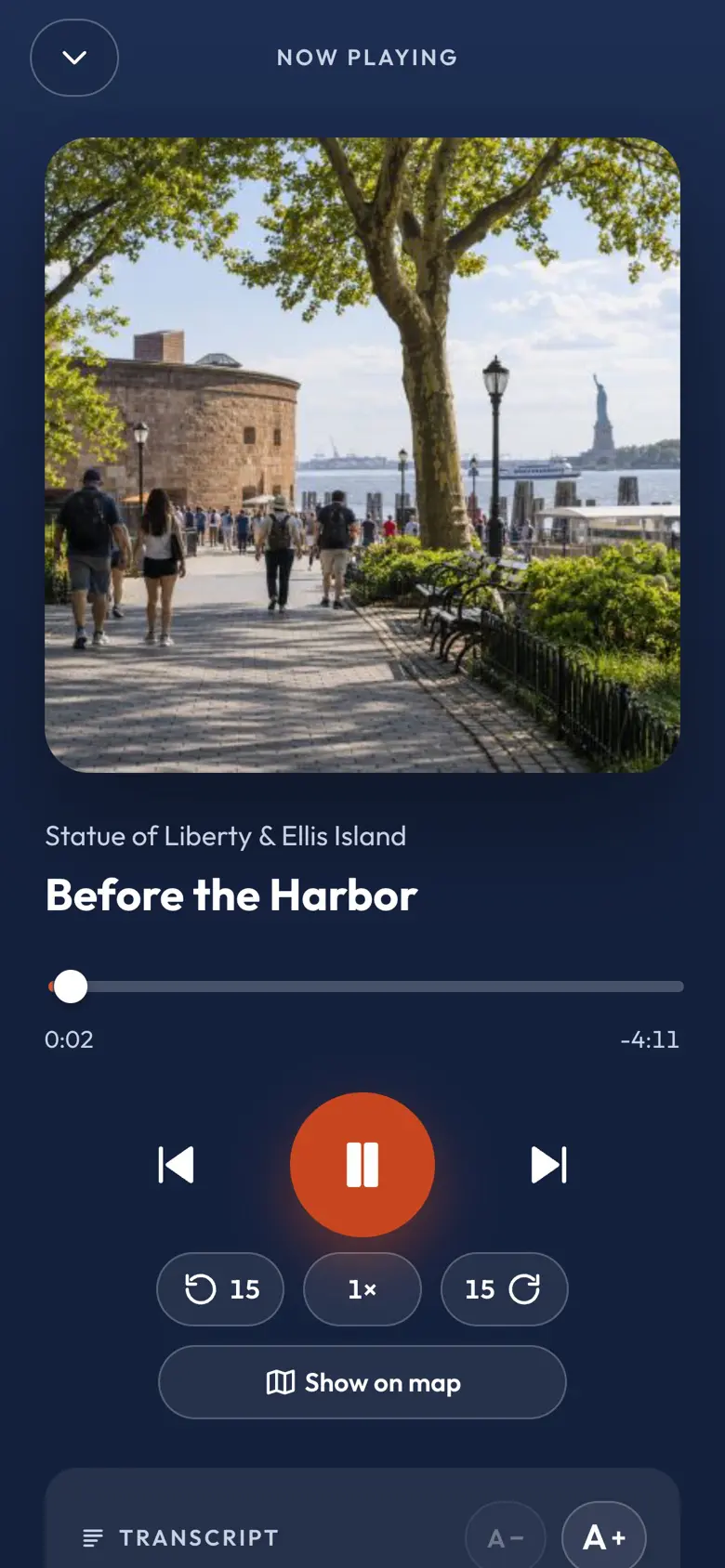 Le lecteur audio du Le Way Go City Guide sur un téléphone