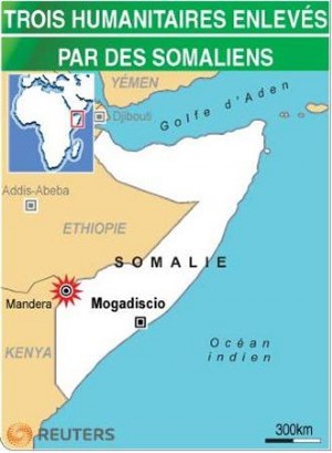 Somalie : Enlèvement  de 3 humanitaires étrangers