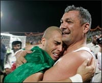 Explosion de joie des joueurs Algériens après la qualification à la coupe du Mondial 2010