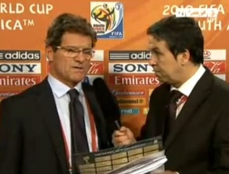 Réaction de Fabio capello après le tirage au sort de la coupe du monde