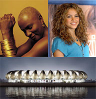 Des chanteurs dont Shakira, Angélique Kidjo en concert avant le coup d&rsquo;envoi du Mondial