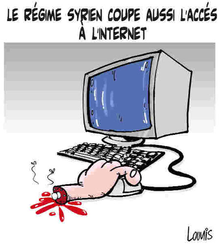 Le régime syrien coupe aussi l&rsquo;accès à l&rsquo;internet