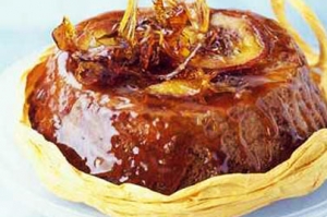 Moelleux caramélisé aux pêches