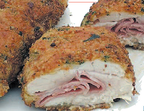 Poulet pané farci aux herbes