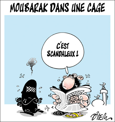 Moubarak dans une cage