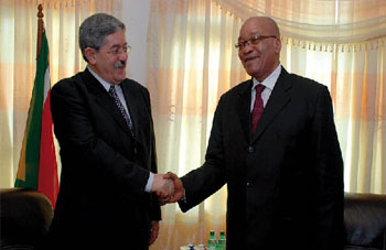 Travaux du Comité ad hoc de l’UA : M. Ouyahia reçu par le Président sud-africain Jacob Zuma