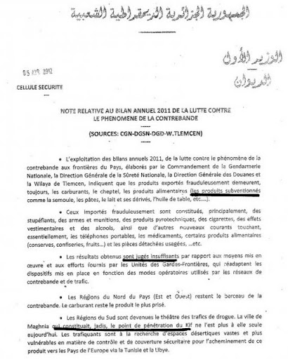 Cellule de sécurité près le premier ministère soulève un rapport sur la contrebande à Ahmed Ouyahia « Les institutions de l’Etat subissent la pression des lobbies de trafiquants »
