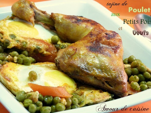 tajine de poulet aux petits pois et aux oeufs