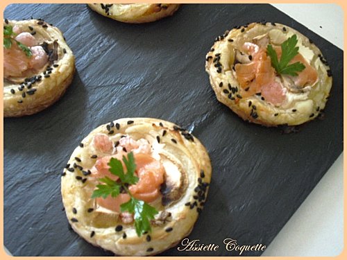 Mini Pizza Feuilletée Saumon-Crevette
