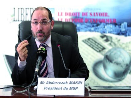 Abderrazek Makri, Président du MSP, au forum de “Liberté” “Je n’ai jamais eu aussi peur pour mon pays”