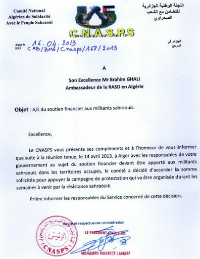 Les services secrets algériens accusés de soutien financier aux sahraouis