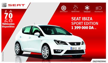 Sovac – Seat :	Plus que 70 Ibiza Sport Edition à 1.399.000 DA