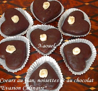 COEURS AU FLAN, NOISETTE ET CHOCOLAT