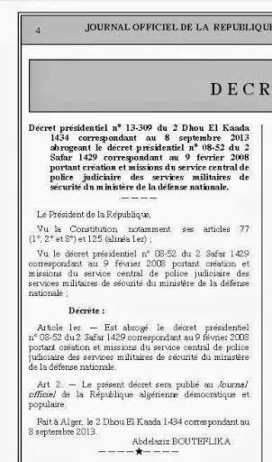 Dissolution de la police judiciaire du DRS : le journal officiel confirme