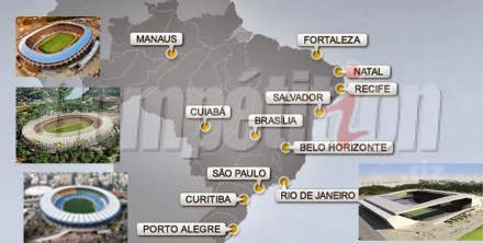 CM 2014 : Ce sont 12 villes et 12 stades différents