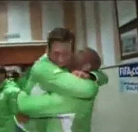 La joie dans les vestiaires après la qualification