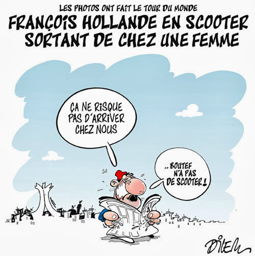 François hollande en scooter sortant de chez une femme