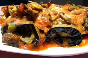 Gratin de roulés d’aubergines farcis