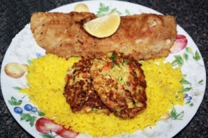 Poisson Pané et Beignets de Légumes