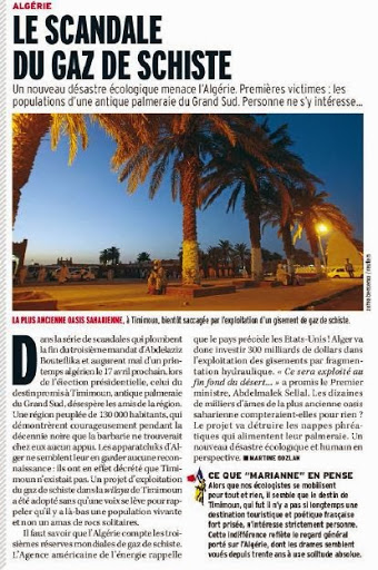 Projet d’exploitation du gaz de schiste à Timimoun ?