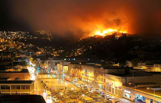 Incendie à Valparaiso, patrimoine de l’humanité