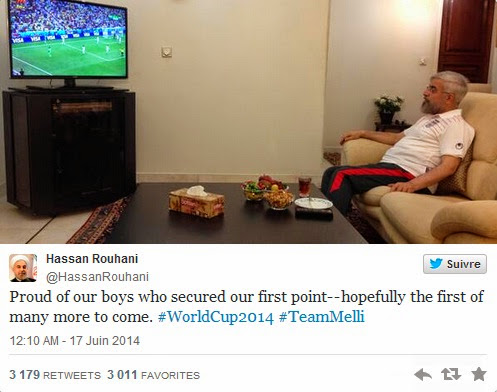 Hassan Rouhani : le chef d’etat d’iran félicite son équipe sur twitter