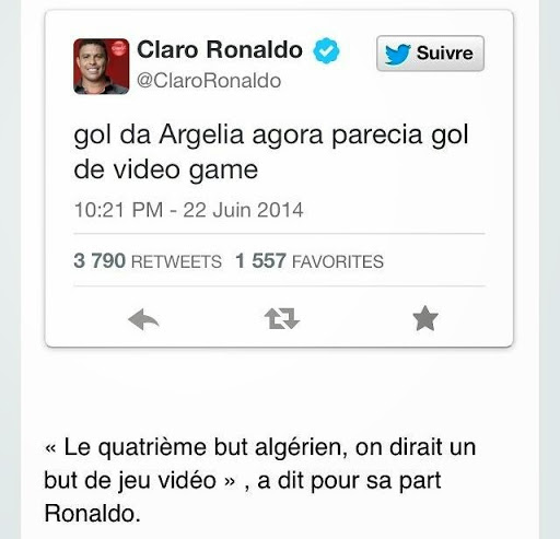 Quatrième but algérien: la reconnaissance du grand Ronaldo