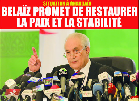 Situation à Ghardaïa, Belaïz promet de restaurer la paix et la stabilité