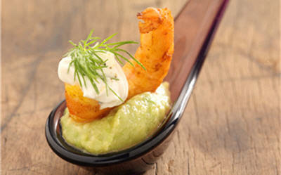 Bouchées de guacamole et crevettes