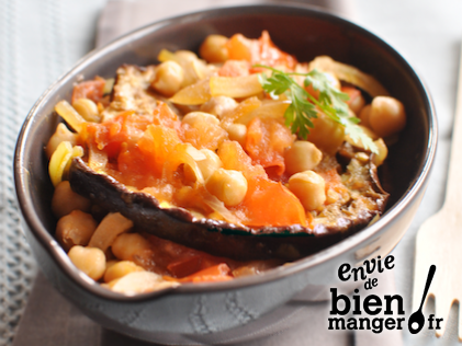 Fondue d’aubergines aux pois chiches