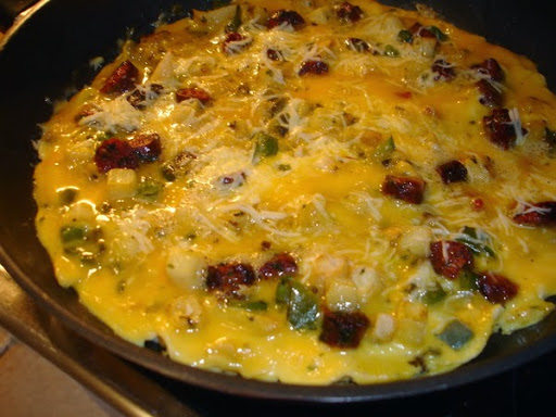 Tortilla aux merguez et poivrons