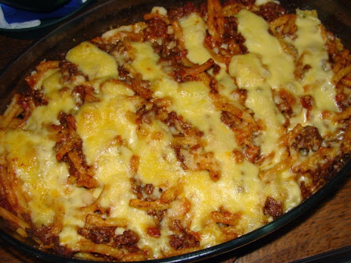 Pâtes gratinées à la viande hachée