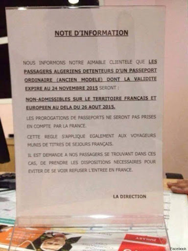 Les Algériens autorisés à entrer en France avec leur passeport non biométrique jusqu’à novembre