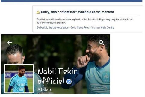 Fekir a bloqué sa page Facebook en Algérie