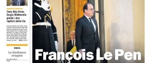 En réaction au débat sur la déchéance de nationalité, un journal communiste italien fait sa Une sur « François Le Pen »