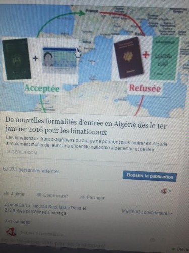 Nouvelle formalité d’entrée en Algérie pour les binationaux: les internautes se déchaînent