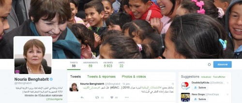 Nouria Benghabrit communique sur Twitter