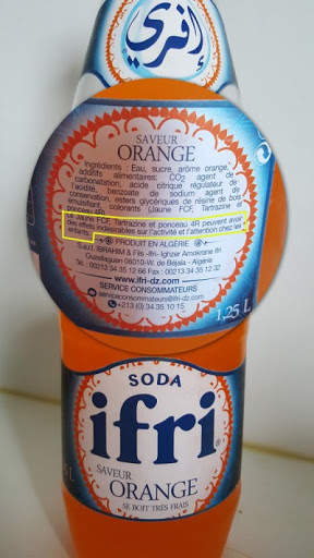 IFRI n’indique pas, sur les Etiquettes des Bouteilles Vendues en Algérie, que ses Colorants ont des Effets Indésirables !