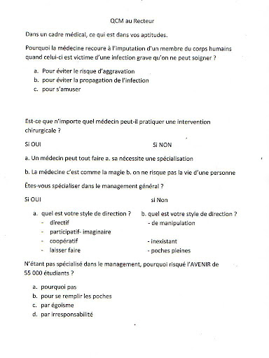 Tizi-Ouzou: un QCM pour un recteur !