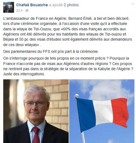 Quota de visas : Le FFS confirme les propos de l’ambassadeur de France