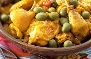 Tajine de poulet aux olives vertes