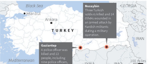 Turquie: un attentat vise la police à Gaziantep, frontalière de la Syrie