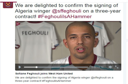 il rejoint Mahrez en Premier League Feghouli signe à West Ham pour trois saisons