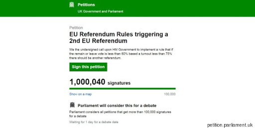 Plus d’un million de signatures pour une pétition demandant un 2e référendum sur le Brexit