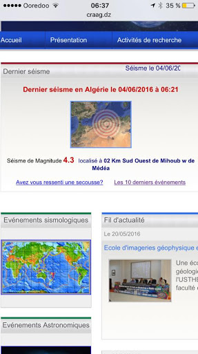 Séisme en Algérie le 04 Juin 2016 à 06:21