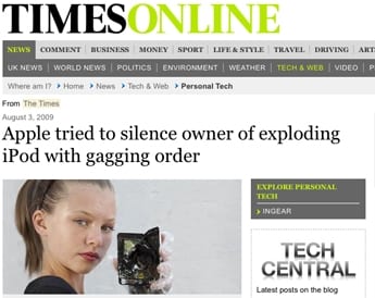 Apple tente de masquer l&rsquo;explosion d&rsquo;un iPod Touch en Grande-Bretagne