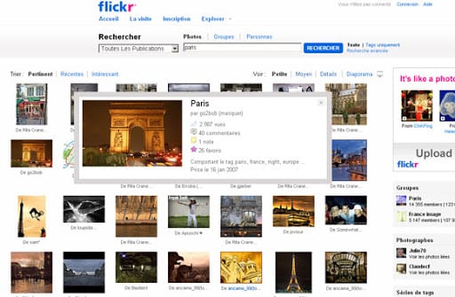 Flickr modifie sa page de résultat de recherche