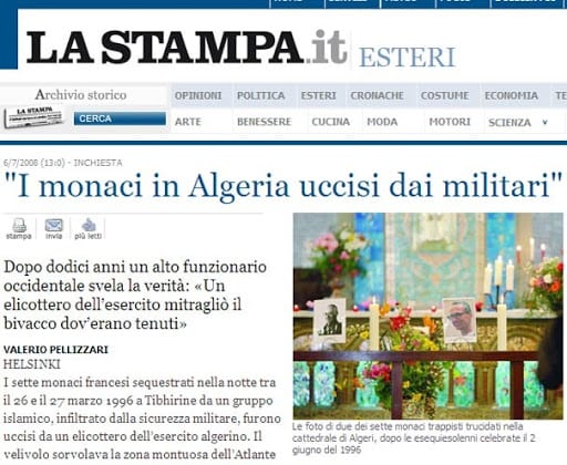 Massacre de Tibéhirine : Buchwalter serait le témoin de La Stampa