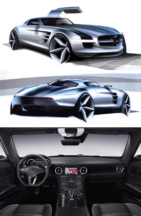 Mercedes-Benz SLS – premières esquisses et photos de l’intérieur …